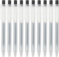 MUJI 0.5mm Smooth Gel Ink Knock Type Ballpoint Retractable Pen Black color set 10 Pieces Set with Original Pen Case