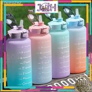 【NEW】∏✘2000ml Water Bottle with reminder time Tumbler with straw scale big bottle 2Liter 2litre gym bottle sport BPA Fre