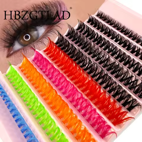 120 clusters of 6-color + black eyelash clusters, colored eyelash clusters, individual eyelashes, D-