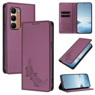 Ready to ship Peony Embossed RFID Vegan Leather Phone Case For Infinix GT 20 Pro/Infinix Hot 60 5G /