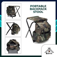 iDECO 2-In-1 Foldable Fishing Chair Backpack Outdoor Campaign Backpack Stool