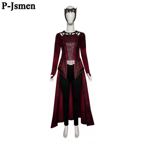 P-Jsmen Scarlet Witch Wanda Vision Cosplay Costume Scarlet Witch Maximoff Women Halloween Carnival M