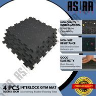 4 PCS Protective Fitness Gym Flooring Interlocking Rubber Tiles Mats 2cm Thickness (50cm x 50cm x 2c