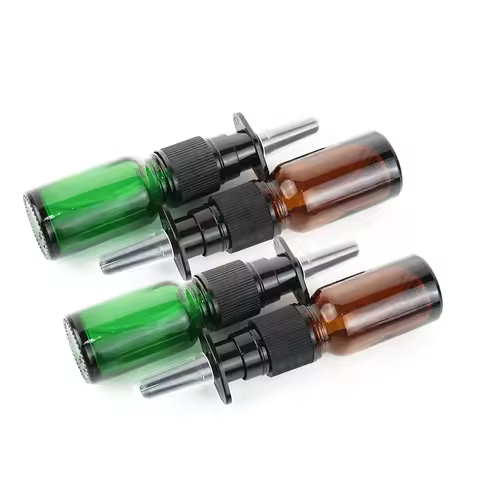 10pcs/30pcs/50pcs 10ml Empty Thick Amber Glass Nasal Spray Bottle Atomizer with Fine Black Leakproof