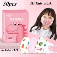 50pcs 3d Mask Infant/child Masks Marvel/Spiderman/Dinosaur/Baby Shark 3d Kids Mask 3plyDisposablemask 0-3/4-12Yo