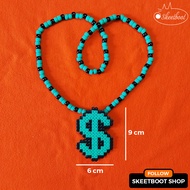 Kandi necklace with coin symbol - perler USD necklace - edm festival music festival accessories