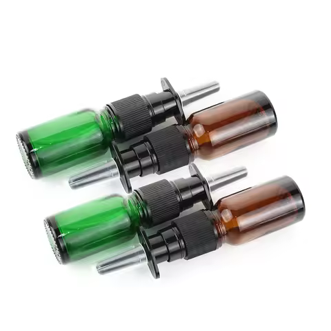 6pack Amber Nasal Spray Bottle 10ml with Fine Nose Mist Sprayer Press Spray Head Empty Bottles Refil