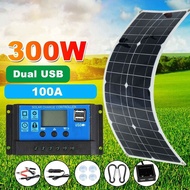 300W Solar Panel Kit Portable Power RV Monocrystalline Boat Flexible Battery 12V