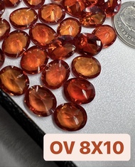 พลอยพัดพารัดชา พลอดอัดเนื้อแข็งคอรันดัม Corundum Padparadscha sapphire รูปไข่ 8X10. พลอยสังเคราะห์. 