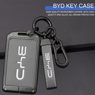 [Ready Stock]BYD car key case for BYD ATTO3 NFC PU Zinc alloy+microfiber leather high quality