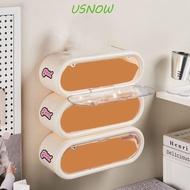 USNOW Figures Display Rack, Plastic Beige/Black Figures Display Box, Practical Wall Hanging Dustproof with Lid Doll Storage Box for Home