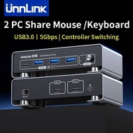 Unnlink USB C Thunderbolt KVM Switch USB 3.0 Docking Station for 2 PC Share Mouse Keyboard Printer H