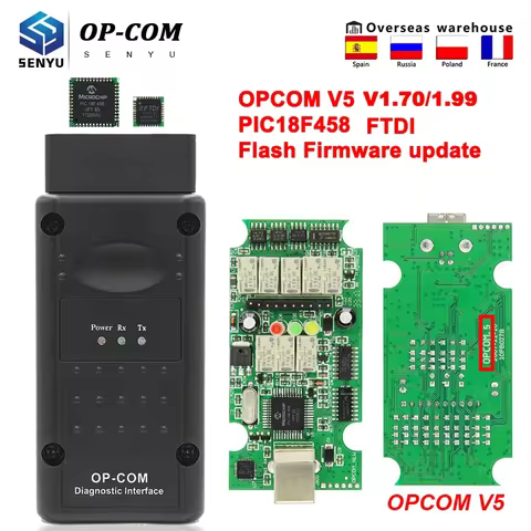 OPCOM V5 1.70 PIC18F458 FTDI Flash Firmware update 1.99 CAN BUS OP COM For Opel OBD OBD2 Scanner Aut