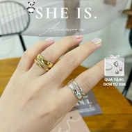 925 sterling silver women's ring with double face, super flattering, easy to coordinate | October 20