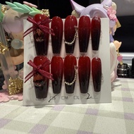 Ready stock Black Red Gradient dark style press on nails S size🇲🇾黑红渐变暗黑风穿戴甲S size