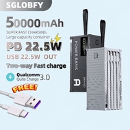SGLOBFY 50000mAh 3C Fast Charging Powerbank High-Capacity 4-in-1 cable mobile Charging Power Bank