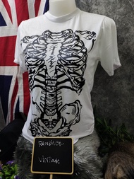 T-shirt เสื้อสกรีนลายกระดูก เสื้อยืดลายพิมพ์ cotton