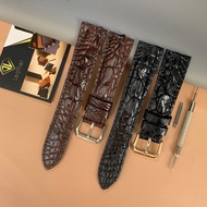 [DDH14]-Embossed Crocodile Leather Watch Strap - Aggressive Hands, Black/Brown (Included: Pin, Buckl