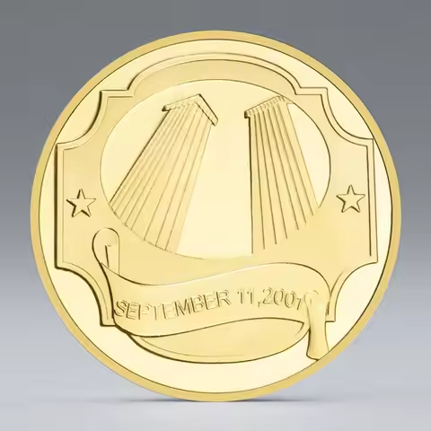 September 11 Terrorist Attacks Souvenir Coin Never Forget American Heroes Gold Plated Commemorative 