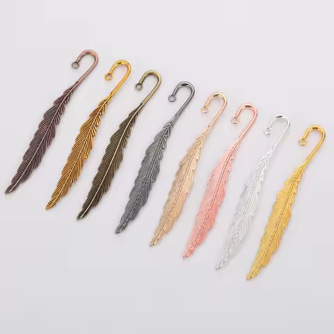 1 Pcs Retro Bookmark Creative Feather Shape Metal Book Mark Page for Reading DIY Gifts Stationery Pa