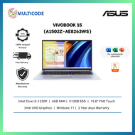Asus Laptop VivoBook 15 A1502Z-AE8263WS 15.6'' FHD Touch Icelight Silver ( I3-1220P, 4GB, 512GB SSD, Intel, W11, HS )