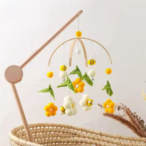 A78I Baby Crib Mobile for Boys Girls/Bees Nursery Mobile/Nursery Mobile/Gender Neutral Felt Ball Mob