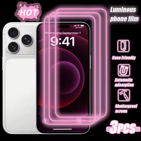 NNBILI 3-Pack Pink Glow-in-the-Dark HD Screen Protector for iPhone 17 16 15 14 13 12 11 Pro Max 17e 