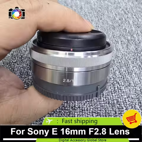 95%New Genuine for Sony E 16mm F2.8 (SEL16F28) Lens Wide Angle Silver E-mount Lens for Sony NEX-5 NE