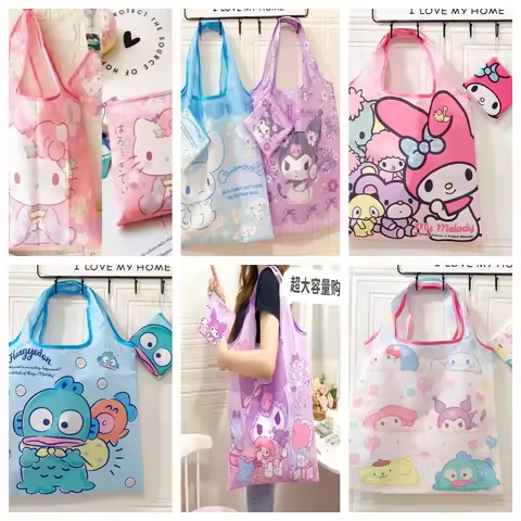 Sanrio Cinnamoroll Eco-Friendly Be Folded Bag Kuromi Melody Hello Kitty Portable Grocery Shopping Ba
