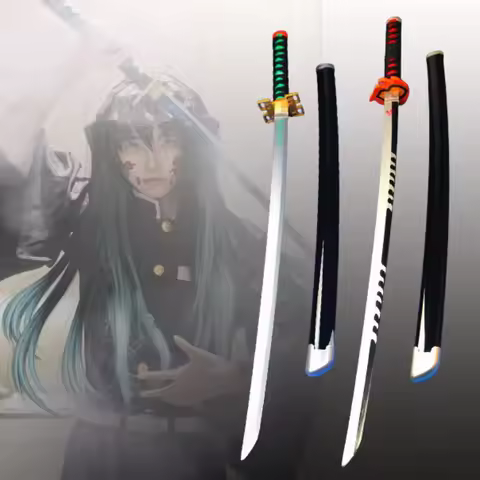 41in/104cm Demon Slayer Katana Anime Ninja Sword Demon Slayer Cosplay Prop Knife Real Size Samurai S