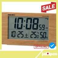 【Direct From Japan】Seiko Clock Alarm Clock, Place Clock, Natural Electric Wave Digital Calendar, Comfort Temperature Humidity Display, Light Brown Wood Grain SQ784A SEIKO