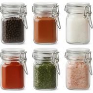 Spice Jars 8 oz Glass Jars with Airtight Lids, Set of 6 all Glass Spice Jars with Labels, Kitchen St