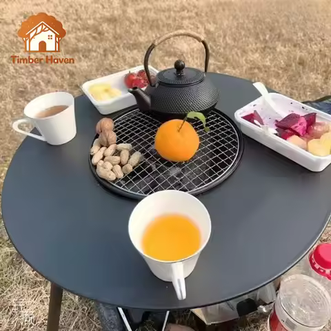 Outdoor folding table Camping barbecue table Household outdoor picnic Portable grill Charcoal stove