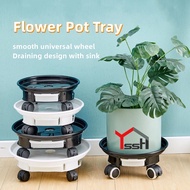 YSSH Flower Pot Tray Holder Flower Pot Base Holder Plant Caddy Moving Flower Pot Tray With Wheels Plastic Flower Pot Rack Base With water tray Flower Pot Stand Rack