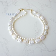 Neriza Jewelry/สร้อยคอมุกบาร๊อคไข่มุกน้ำจืด จัดส่งพร้อมกล่อง ของขวัญวันแม่ สร้อยคอมุกออกงาน