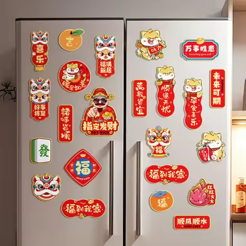 6pcs/pack 2026 Year of the Horse Spring Festival refrigerator magnetic sticker Chinese New Year furn