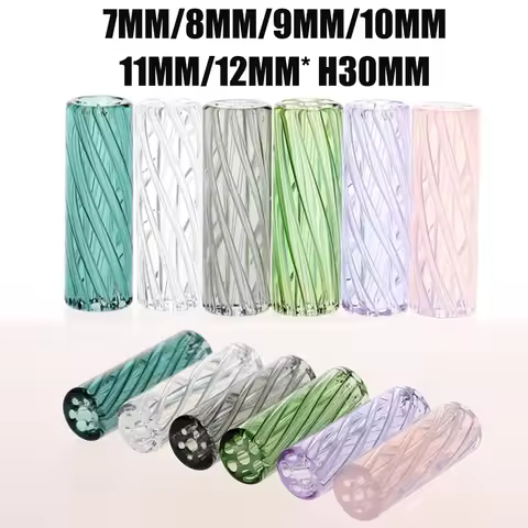 10Pcs 7mm 8mm 9mm 10mm 12mm H30mm Mini Glass Cigaret Pipe Filter Tips Round Mouth for Dry Herb Tobac