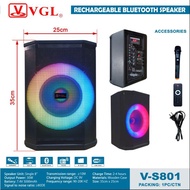 VGL V-S801 Rechargeable Bluetooth Speaker with LED Lights, Karaoke & Remote - 30W Output & Stylish