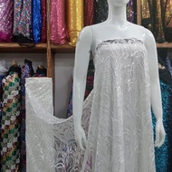 bahan/kain tile bordir full payet/kain putih kebaya akad