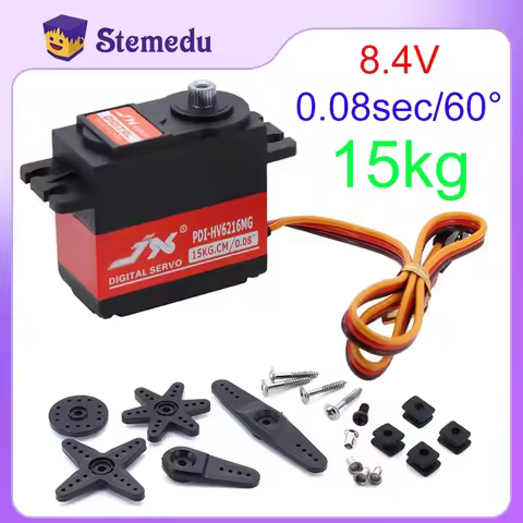 JX Standard Motor Digital Waterproof Servo 15kg 8.4V PDI-HV6216MG High Torque Metal Gear Model Aircr