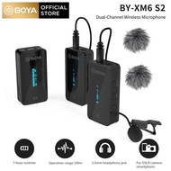 BOYA BY-XM6 S1 S2 2.4Ghz Wireless Lavalier ไมโครโฟนระบบ Up To100M ใช้งานร่วมกับ USB C Lightning DSLR สมาร์ทโฟน iPhone iPad แล็ปท็อป Android คอมพิวเตอร์แล็ปท็อป DSLR แท็บเล็ตกล้องวิดีโอบันทึกสำหรับสตรีมสดYouTube Tiktok Vlogging