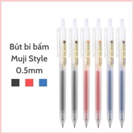 Muji Gel Ink Ballpoint Pen Matte Body 0.5mm 3 Color Black Red Write Smooth Button - Color House