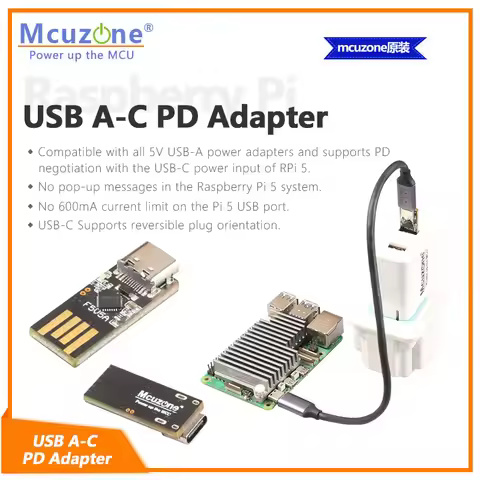 Raspberry Pi5 USB A-C PD Adapter,5V USB-A to USB-C adapter with 5V5A PD protocal for Raspberry Pi 5