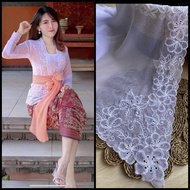 White embroidered kebaya fabric / fabric chiffon crepe embroidered kebaya fabric