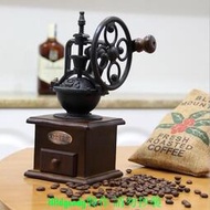 新復古大搖輪手搖磨豆機 手動咖啡豆研磨機鑄鐵摩天輪磨粉咖啡機批