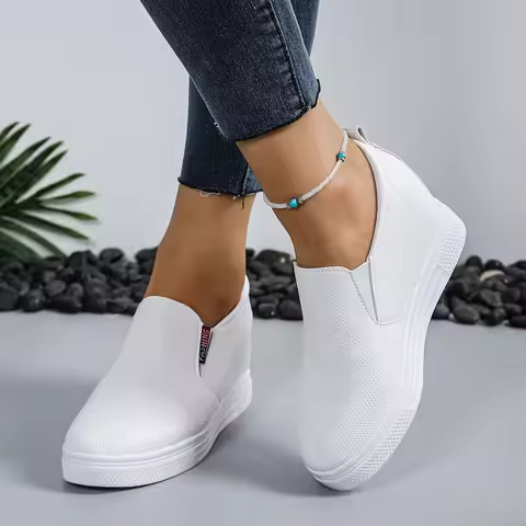 New White Hidden Wedge Heels Sneakers Casual Shoes Woman Platform Shoes Women's High Heels Pumps Foo