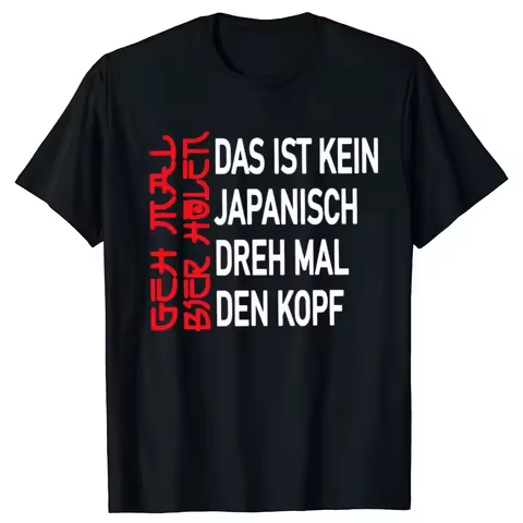 Male Tshirt Retro Get A Beer T Shirt Funny German Jokes Alcohol Drinkers Dad Gift Streetwear Cotton 