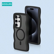 1pc Koolife Wavy Frame Anti-Fall Phone Protective Case, With Magnetic Charging, Raised Camera Protec