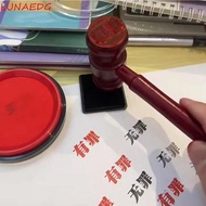 LUNAEDGE Judge Stamp Hammer, Inkpad Portable Toy Wooden Hammer, Role Play Toy Wooden Tool Red Mini J