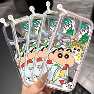 Sarung telefon magnetik dua warna dengan reka bentuk kartun Crayon Shin-chan, sesuai untuk iPhone 16